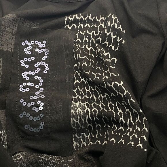 Jane & John Long Slv Black Tunic Viscose Artsy Mixed Fabric Sequin Mesh Size S - Picture 8 of 12